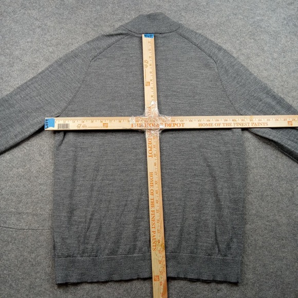 Express Sweater Mens XL Gray Merino Wool Blend Quarter Zip Mock Neck Pullover - Picture 5 of 8